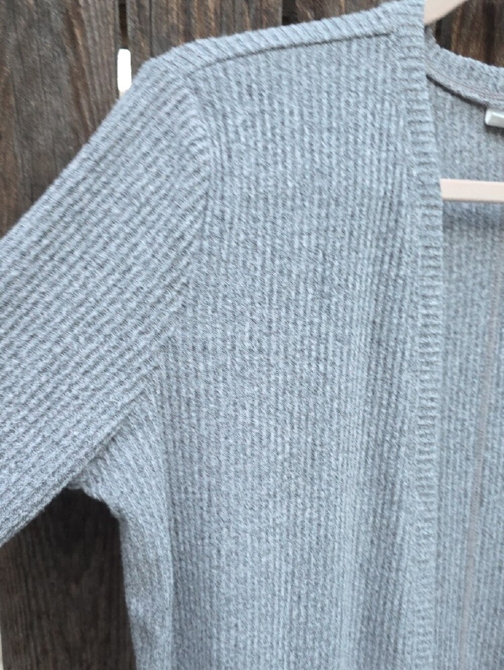 Gray Open-Front Ribbed Long Cardigan Sweater - Picture 4 of 11